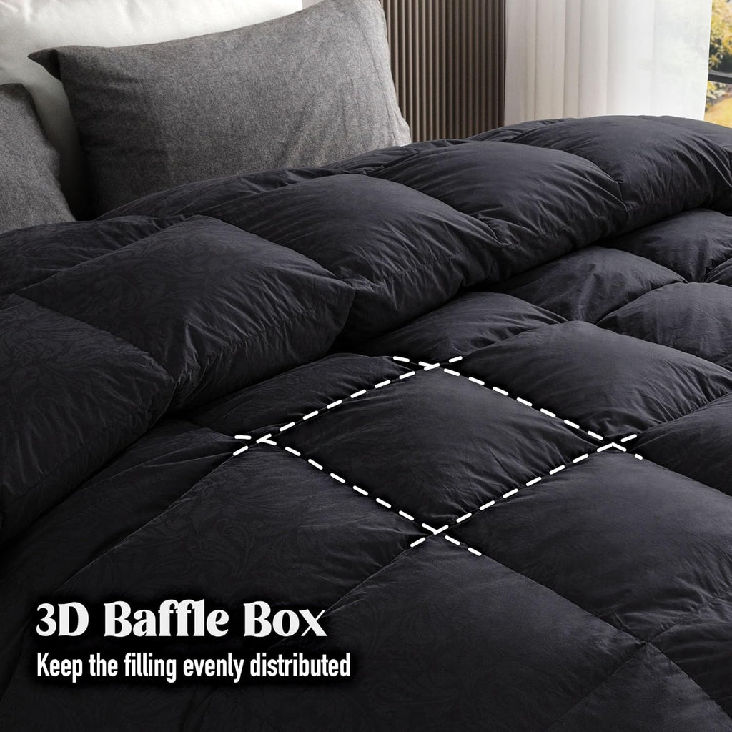 Goose Feather Down Comforter Full, All Season Luxury Hotel Fluffy Duvet Insert
