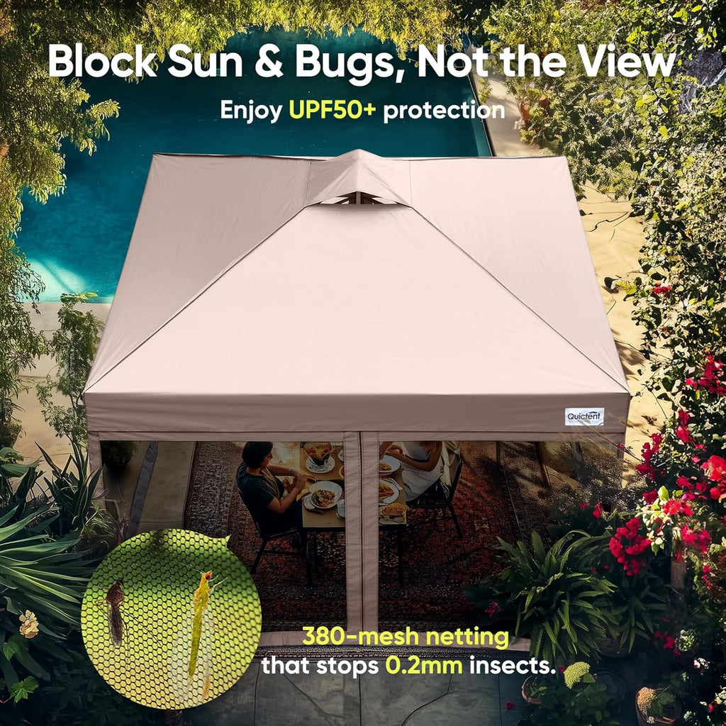 10'x10' Pop up Screened Canopy Tent with Mosquito Netting, Portable Easy up Outdoor Screen House Shelter and Picnic