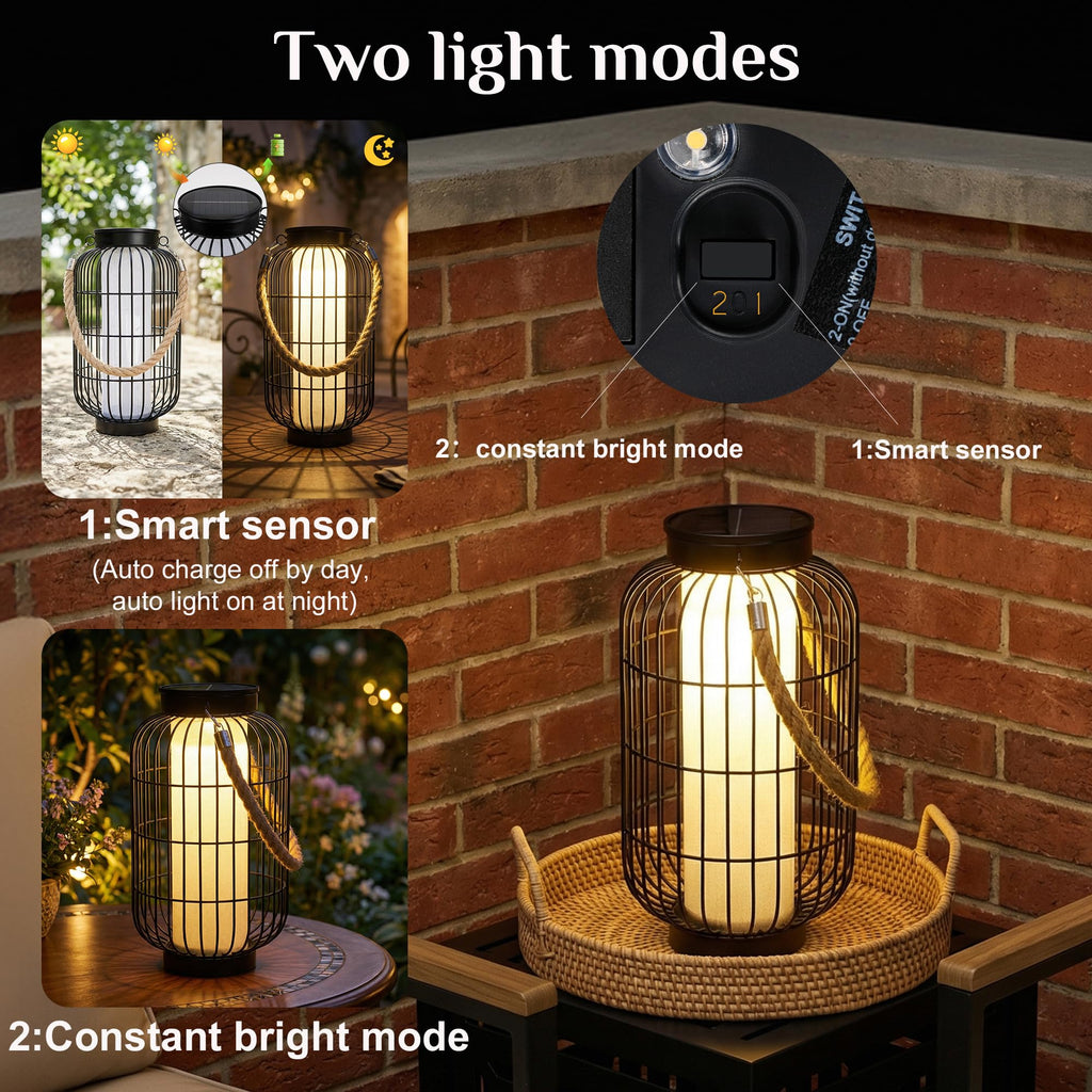 Large Solar Lanterns Outdoor, Rustic Style Metal Patio Solar Lantern