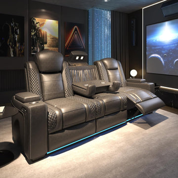 Home Theater Seating, Power Movie Loveseat Recliner with USB & Wireless Charging