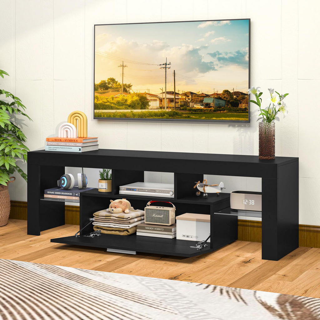 Modern Lighting 51 inch TV Stand with Large Storage Drawer for 32 40 50 55 Inch TVs, TV Console with 20 Color LED