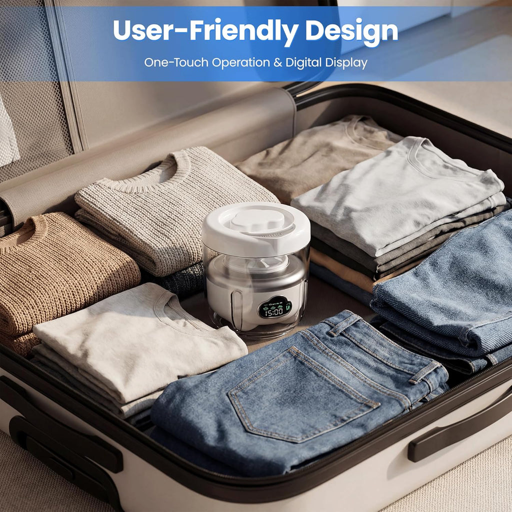Mini Underwear Washing Machine, Portable Washing Machine, Upgrade 1.6L Foldable Mini Washer with 3 Modes, Rechargeable