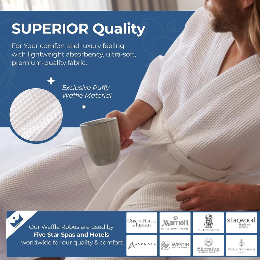Square Waffle Spa Kimono Robe for Men or Women | Soft Lightweight Textured Fabric with Classic Kimono Design