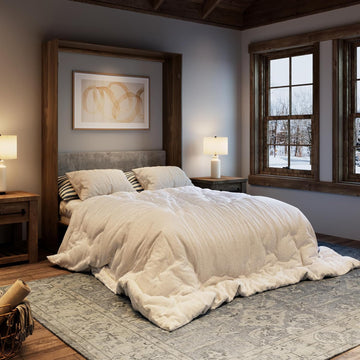 Farmhouse Murphy Bed Queen, 85" Wall Bed Folds to Save Space, Concealed Bed Frame with Hydraulic Rod and Wall Mounted