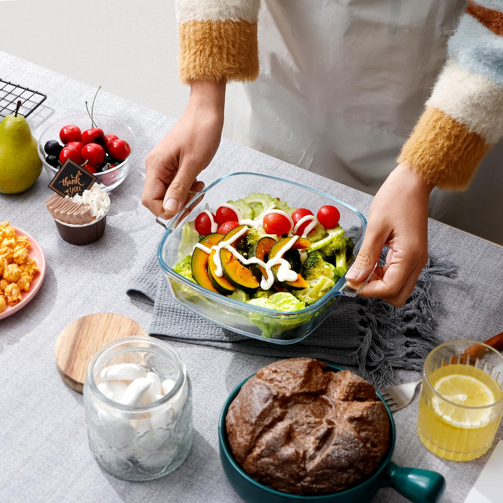 1.2L Small Glass Casserole Dish with Lid Square Casserole Dish
