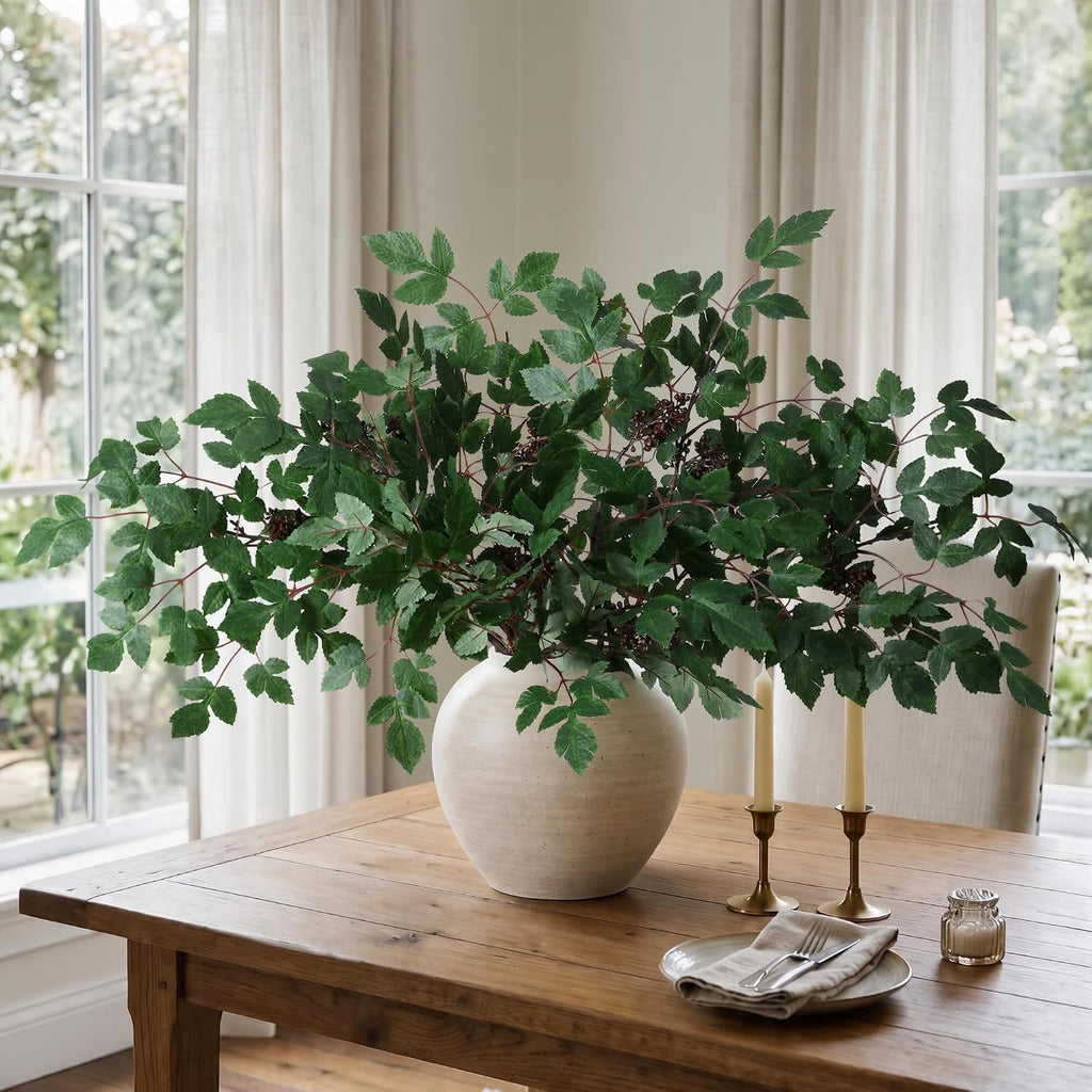 Artificial Cimicifuga Plant Leaf Spray Stems 4PCS Fake Greenery Branches 28.7 in Faux Leaves Real Touch Silk Plants