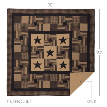 Black Check Star 6 Piece Quilt Set (1 Quilt, 2 Standard Shams, 2 Standard Pillowcase, 1 Bed Skirt)