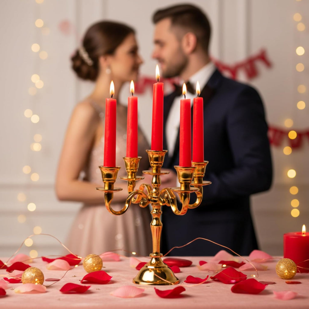 5 Arm Baby Candelabra Gold Glossy 8 Inch Taper Candle Holders Gothic Decorations Candlesticks Holder Home Decor