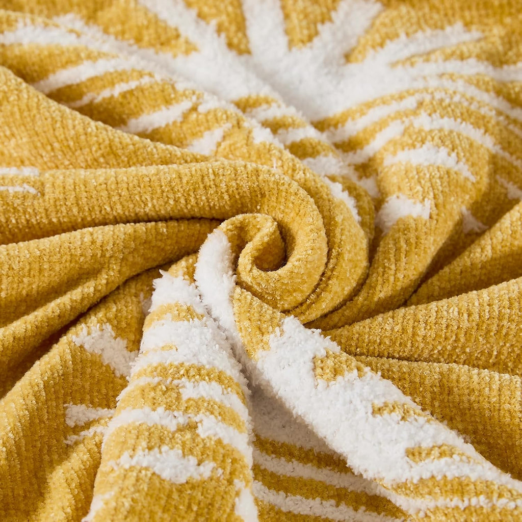 Throw Blanket, Chenille Microfiber Blankets, Soft Cozy Fluffy Warm Knitted Sunset Blanket, Chair, Reversible Fuzzy