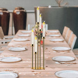 Candelabra Gold Centerpiece 5 Arms Taper Candle Holder Gold Centerpiece with Acrylic Tubes for Table Decoration