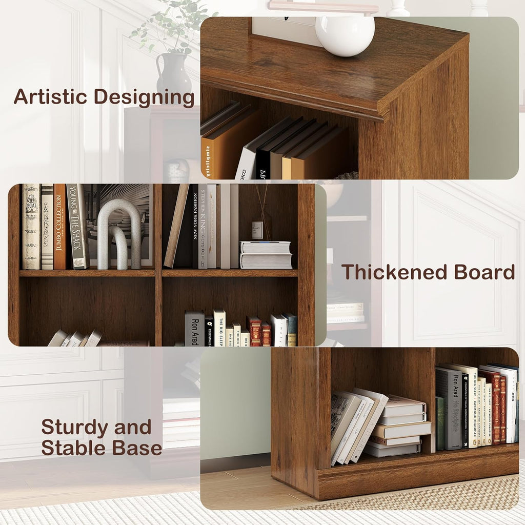 6 Cube Storage Organizer Bookcase - 3 Tiers 6 Storage Cube Adjustable Space Book Case, Display Cabinet Organizer