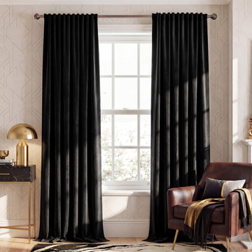 Black Out Velvet Curtains 84 inch Long 2 Panels, 52" W