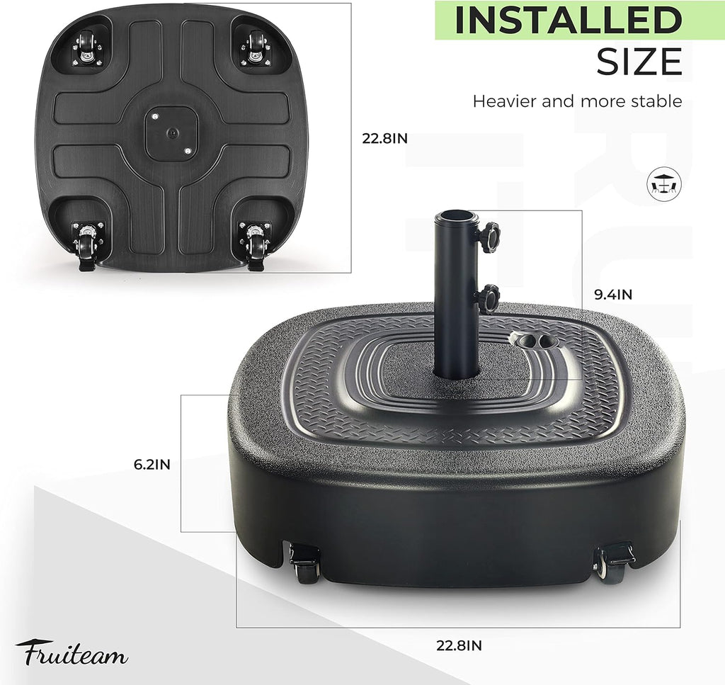 154lb Capacity Fillable Mobile Umbrella Base with 4 Wheels
