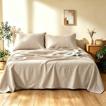 100% French Linen Queen Sheet Set-16 Deep Pocket, 4PCS