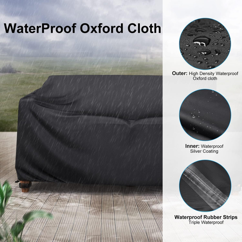 3-Seater Outdoor Patio Sofa Cover Waterproof 78"W×33"D×32"H Black | Outdoor Couch Cover, Heavy-Duty All-Weather