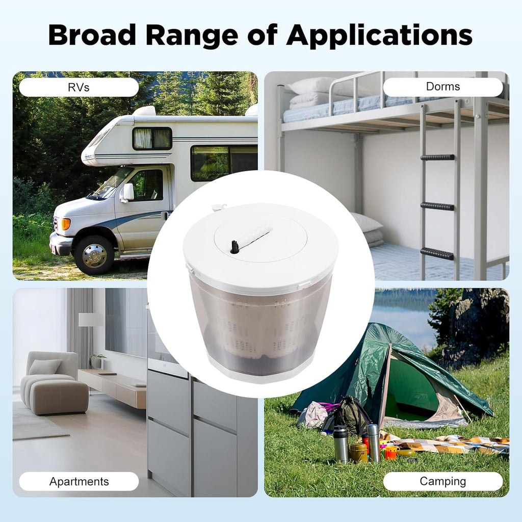 Hand Crank Washing Machine, 2 in 1 Non-Electric Washer Manual Traveling Outdoor Washing Machine Grey Mini Compact