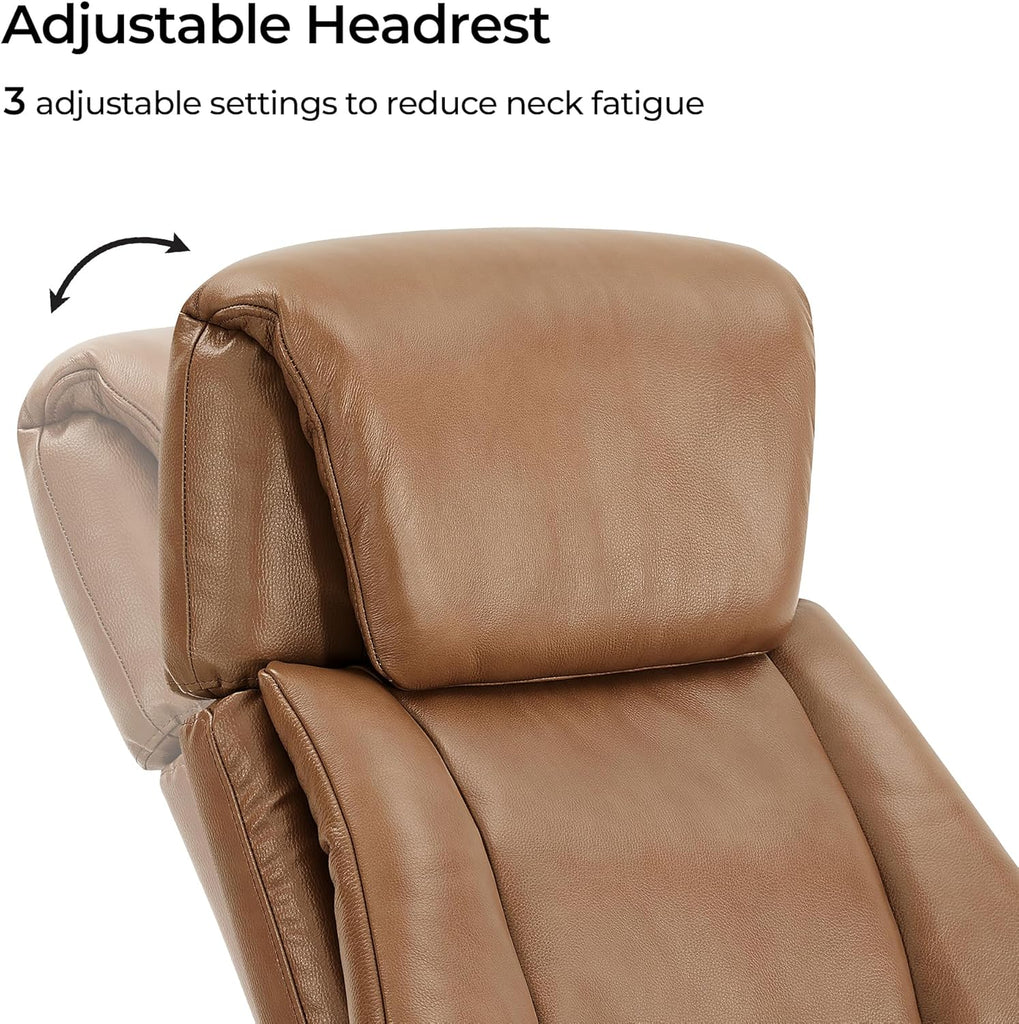 Modern Reclining Swivel Lounge Chair and Ottoman — Saddle Genuine Leather
