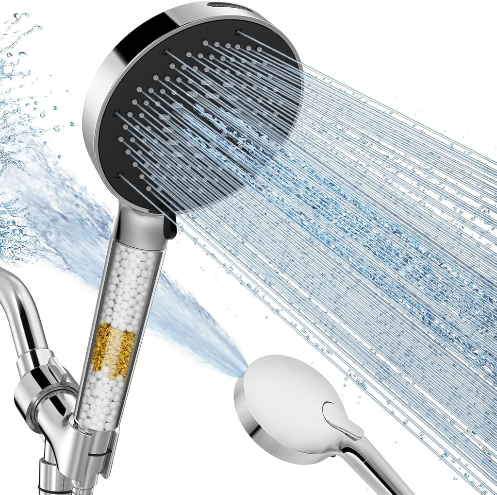 NSF Certified Filtered Shower Head with Handheld for Hard Water to Remove Chlorine High Pressure 9-Spray Setting (with