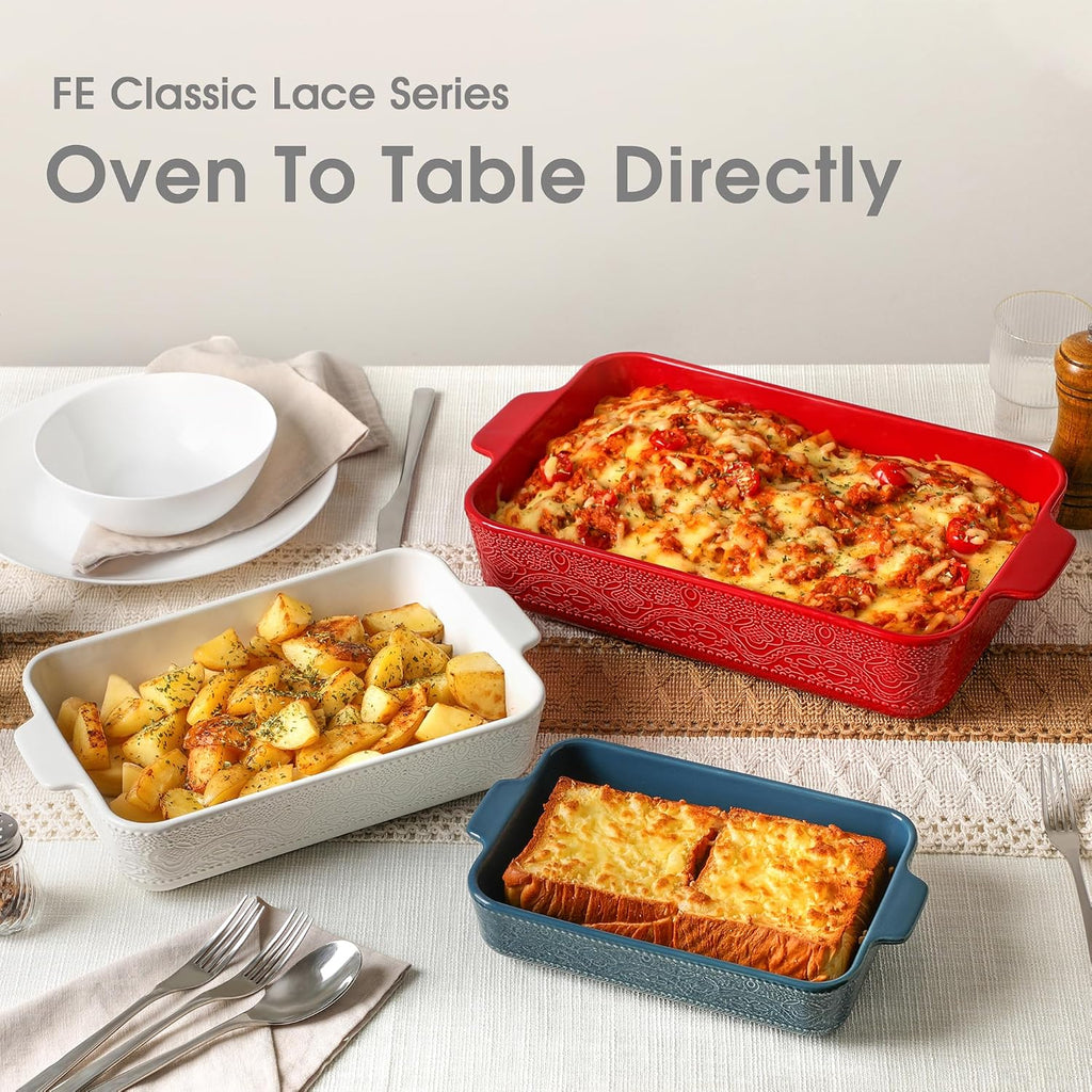 Ceramic Dish Set of 3, Casserole Dishes for Oven, Ideal for , Stewing, Roasting, and Holiday Feasts. The Gift for