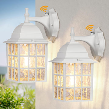 Dusk to Dawn Outdoor Lighting Fixtures - Sensor Exterior Lights, White Porch Lights, Waterproof Wall Lanterns
