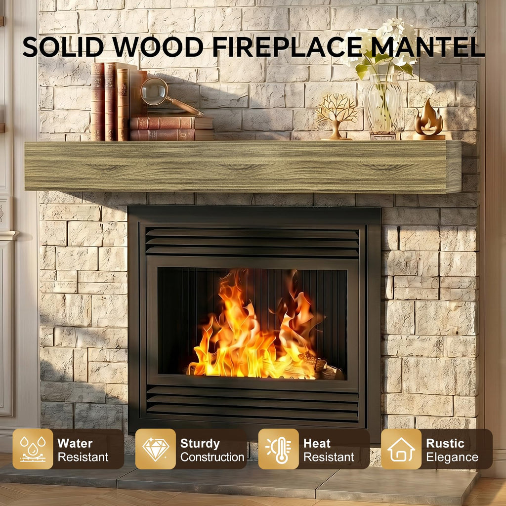 60" Fireplace Mantel Shelf Solid Wood Floating Wall Mantel, Brown