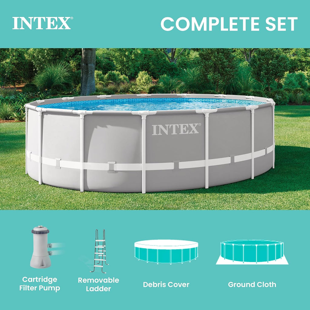Prism Frame 15ft x 48in Round Above Ground Swimming Pool Set w/Pump | 26725EH - 1000 GPH Cartridge Filter Pump