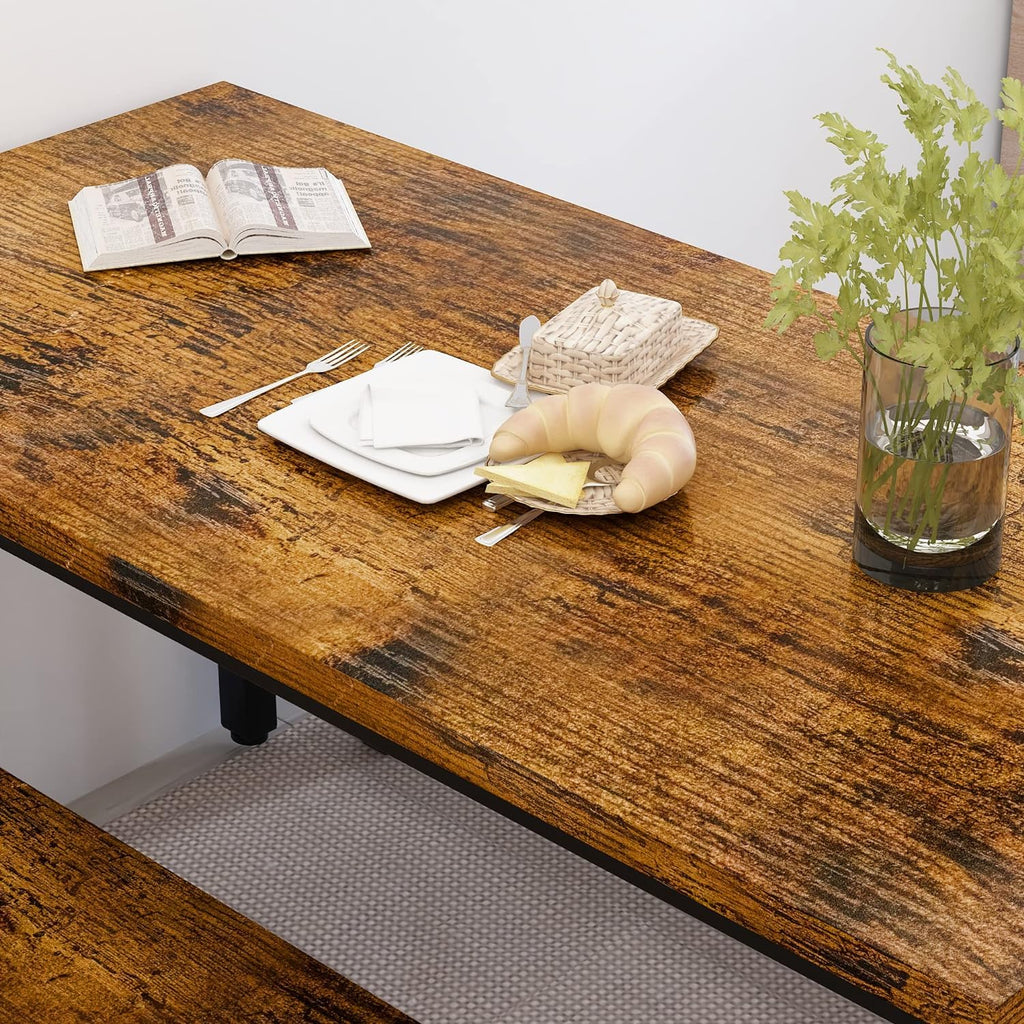43.3" Stylish 3-Piece Dining Table Set for 4 with Bench - Compact Space-Saving Design, Durable & Easy Assembly s