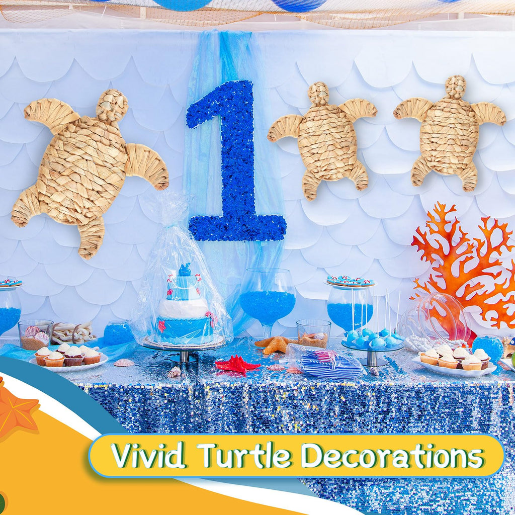 3 Pcs Sea Turtle Beach Decor Handmade Wicker Turtle Wall Decor