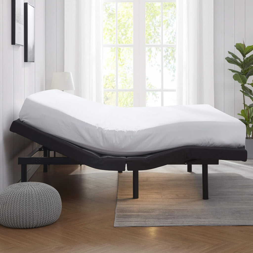 Queen Adjustable Bed Frame with Massage and Wireless Remote, Electric Base with Head and Foot Incline, Zero Gravity