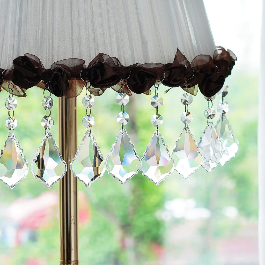 20PCS Clear Crystal Suncatcher Prisms, 63mm Chandelier Replacement Pendants - Maple Leaf Chandelier Prisms Connected