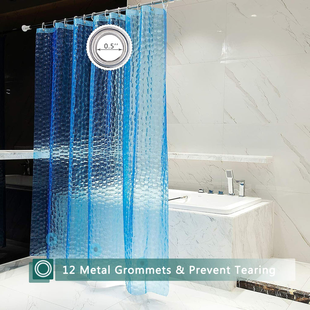 Shower Curtain Liner, 3 Pack 100% Waterproof Eva Shower Curtains with 3 Duty Heavy Bottom Magnets and 12 Rust Proof