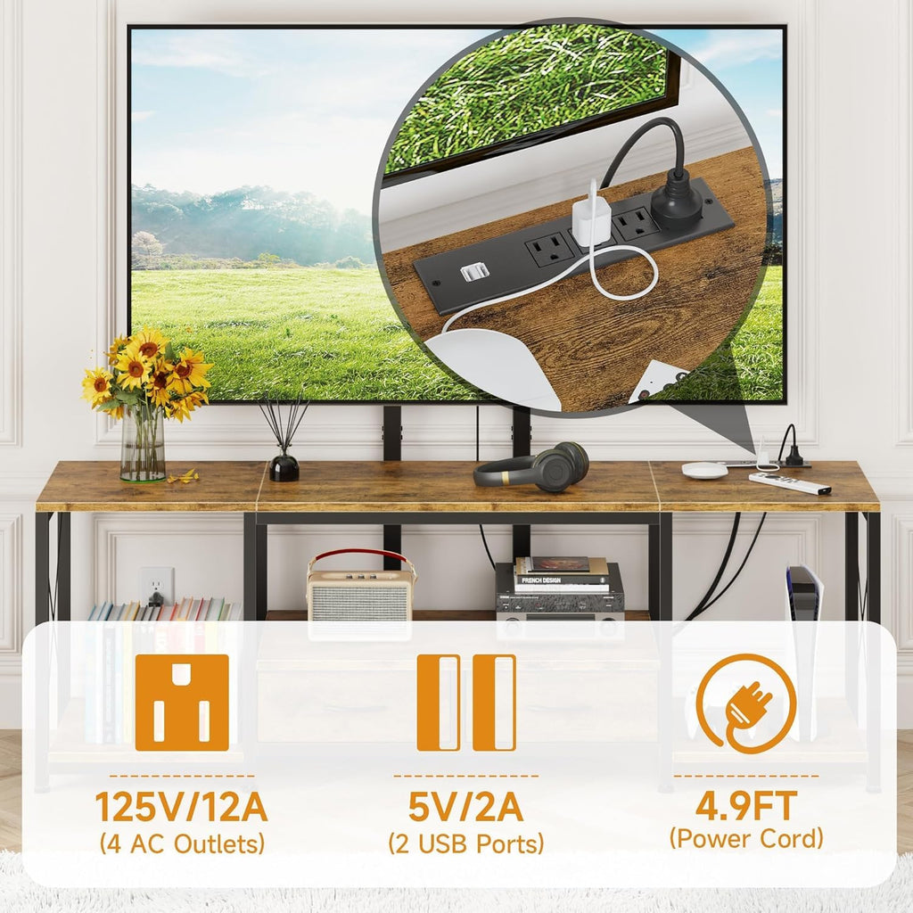 LED TV Stand with Mount and Power Outlet & Fabric Drawers for 32-85 Inches TV - Entertainment Center and Corner Tv
