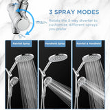 Dual Handheld Shower Head Combo, 2-in-1 Rain Shower Heads System 8 Inch Rainfall Shower Head and 10 Modes High