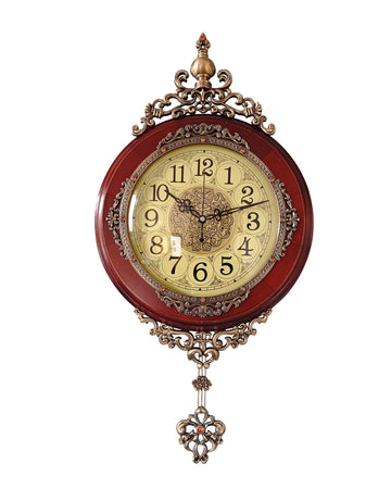 Vintage Solid Wood Pendulum Wall Clock Living Room Decor, Silent