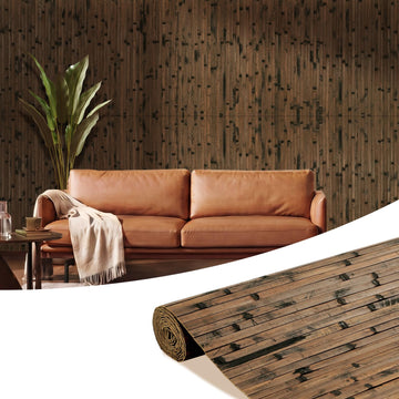 Natural Bamboo Wall Panel, 96''x48'', Brown Burned