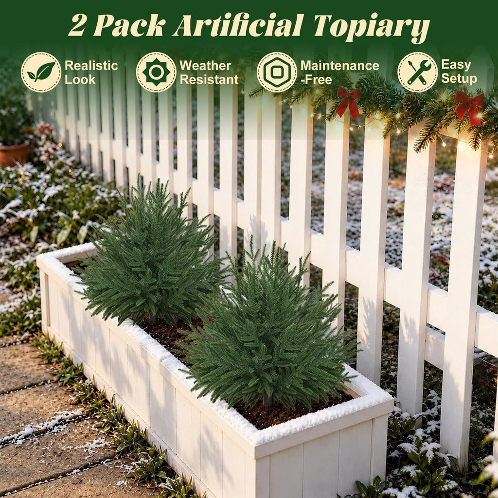 Artificial Norfolk Pine Tree Outdoor Christmas Decor, 2FT Topiary
