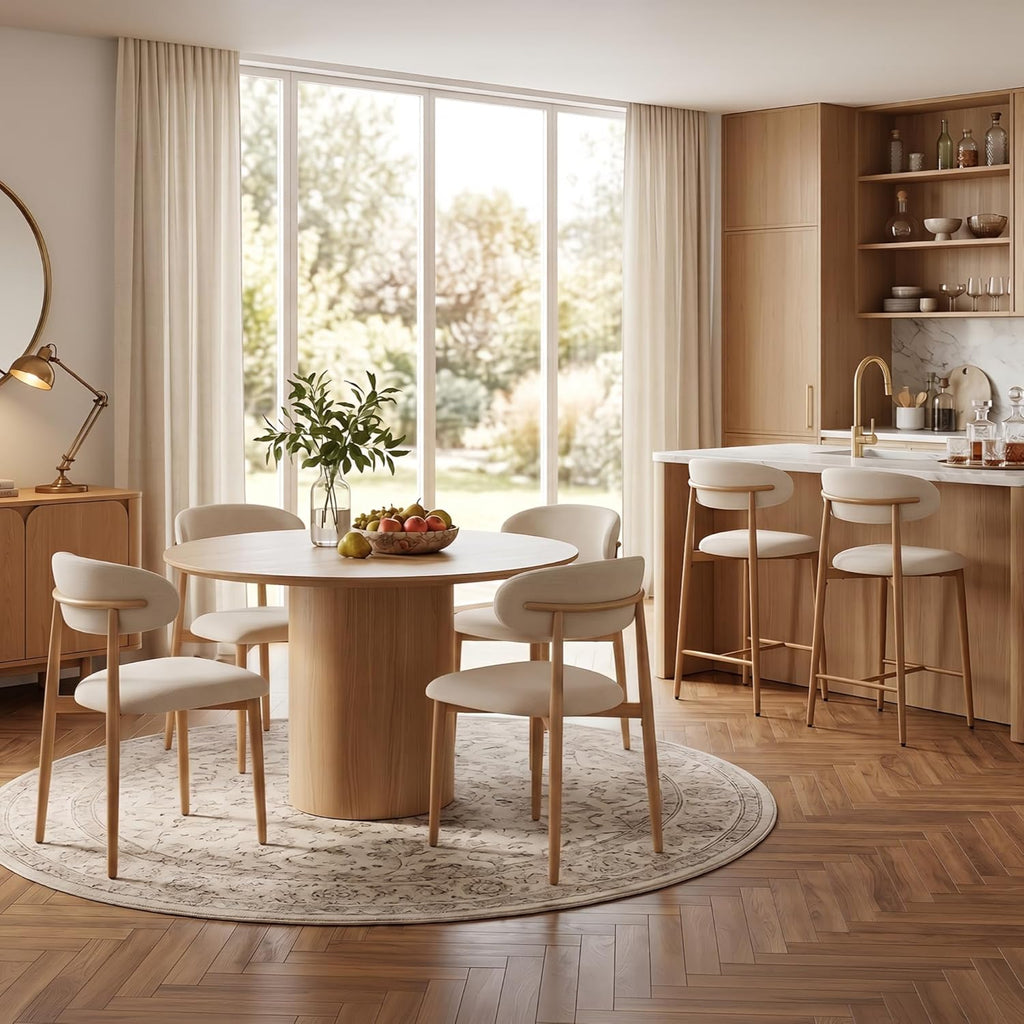 Dining Chairs Set of 4, Metal Kitchen Chairs with Modern Fabric Upholstered for Dining Room, Beige
