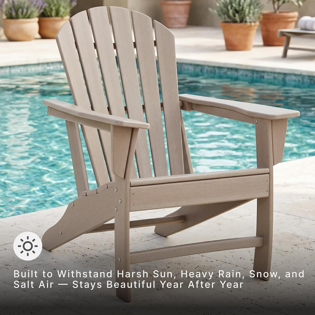Sundown Treasure Outdoor Patio HDPE Adirondack Chair, Light Brown