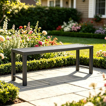 Outdoor Metal Backless Bench, 46" Patio Garden Bench for Outdoor, All Wheather Outdoor Bench for Garden, Backyard