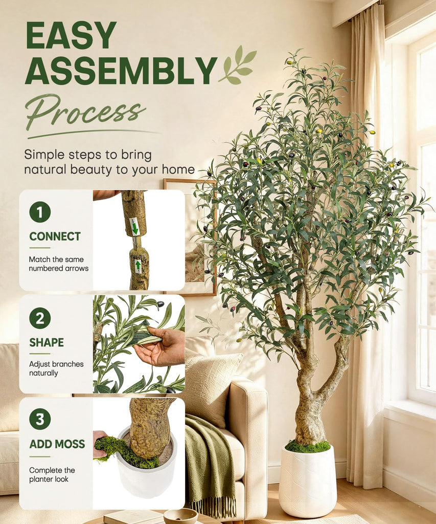 6ft Artificial Olive Tree: Large Lifelike Plant