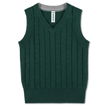 Unisex Cable Knit 100% Cotton Toddler Uniform Vest for Little Big Childrens Kids Teenage Girls