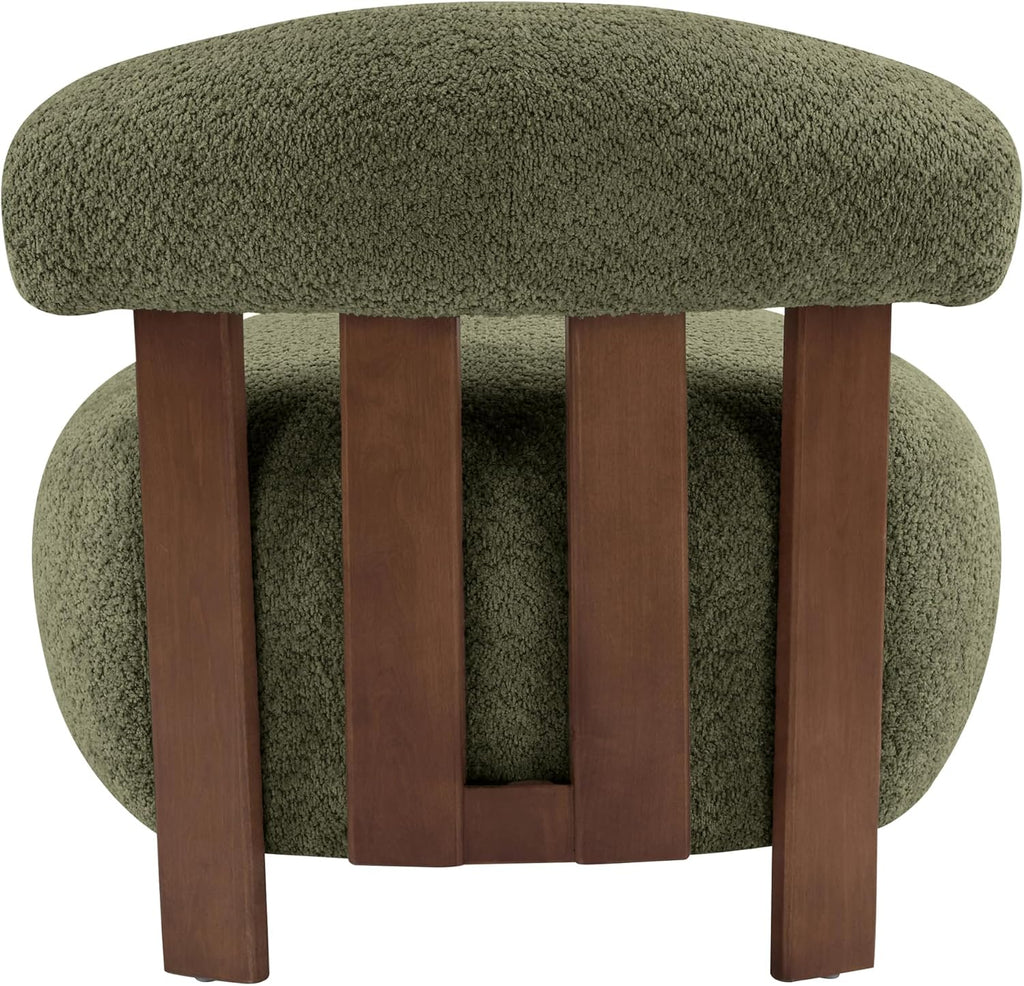 Elvina Boucle Fabric Accent Chair, Solid Wood Single Lounge Sofa, Bedroom Comfy Reading Chair, for Modern Minimalist