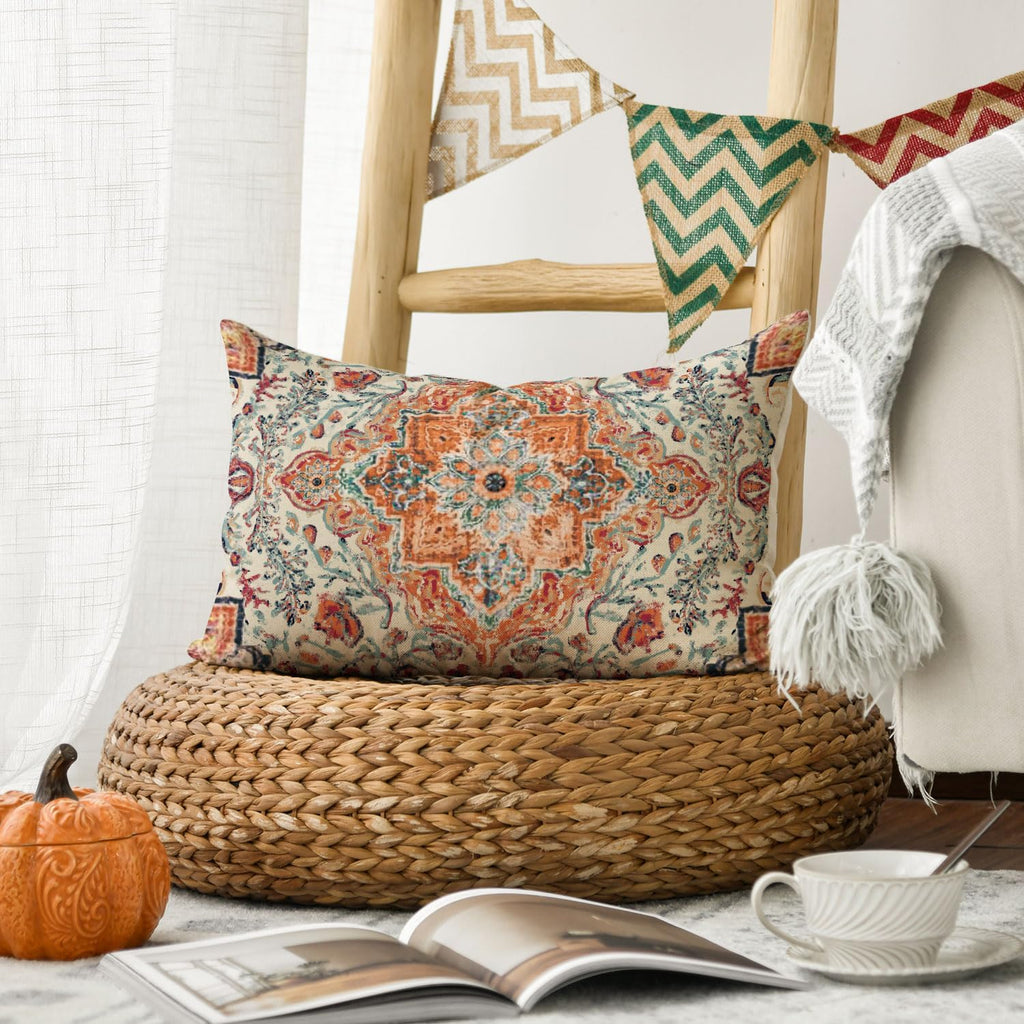 Boho Throw Pillow Cover, 12 x 20 Inch Bohemia Ethnic Style Carpet Pattern Cushion Case