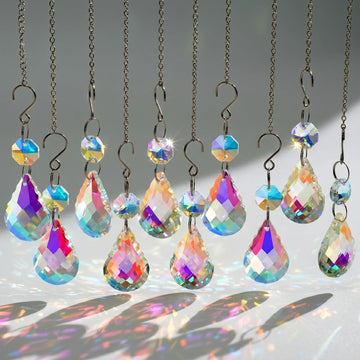 10pcs Crystal Suncatcher Prisms Pendants Chandelier Crystals Replacement Hanging Sun Catcher Beads for DIY Arts