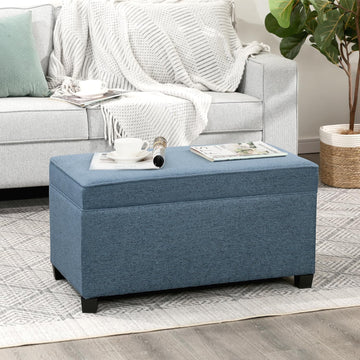 31 Inches Storage Ottoman Bench, Non-Folding End of Bed Foot Rest Stools Ottoman with Thicker Foam Padded Seat