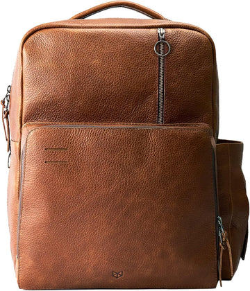 Tan Leather Diaper Bag Backpack, Multi Functional, W/Changing Pad, Modern, Baby Supplies, For Mom/Dad, For Boy/Girl
