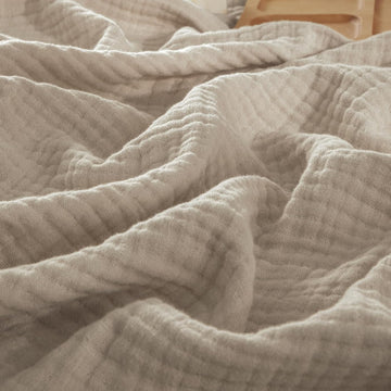 100% Cotton Muslin Throw Blanket 50" x 60", 4-Layer Lightweight Gauze Throw, Breathable Cloud-Soft Minimalist