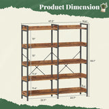 5 Tier Bookshelf, Display Bookshelf with 10 Open Shelves and Raised Baffle