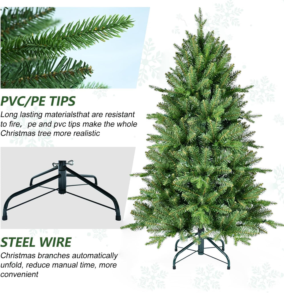 Unlit Artificial Christmas Tree, 4 to 8 ft, Small Spaces