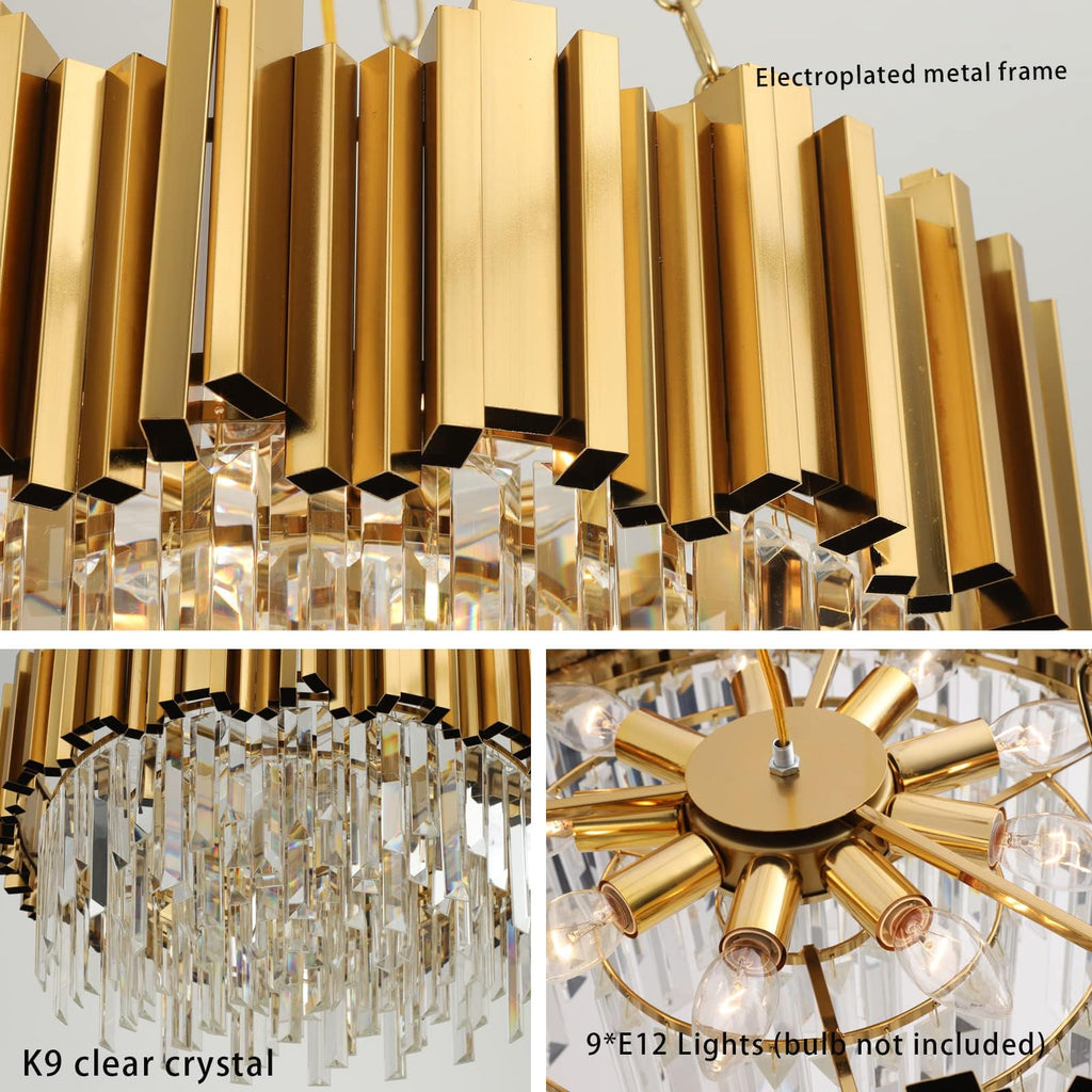 Modern Crystal Lighting 9 Lights Gold Chandelier Light Fixture Dining Room Chandeliers Living Room Bedroom Foyer